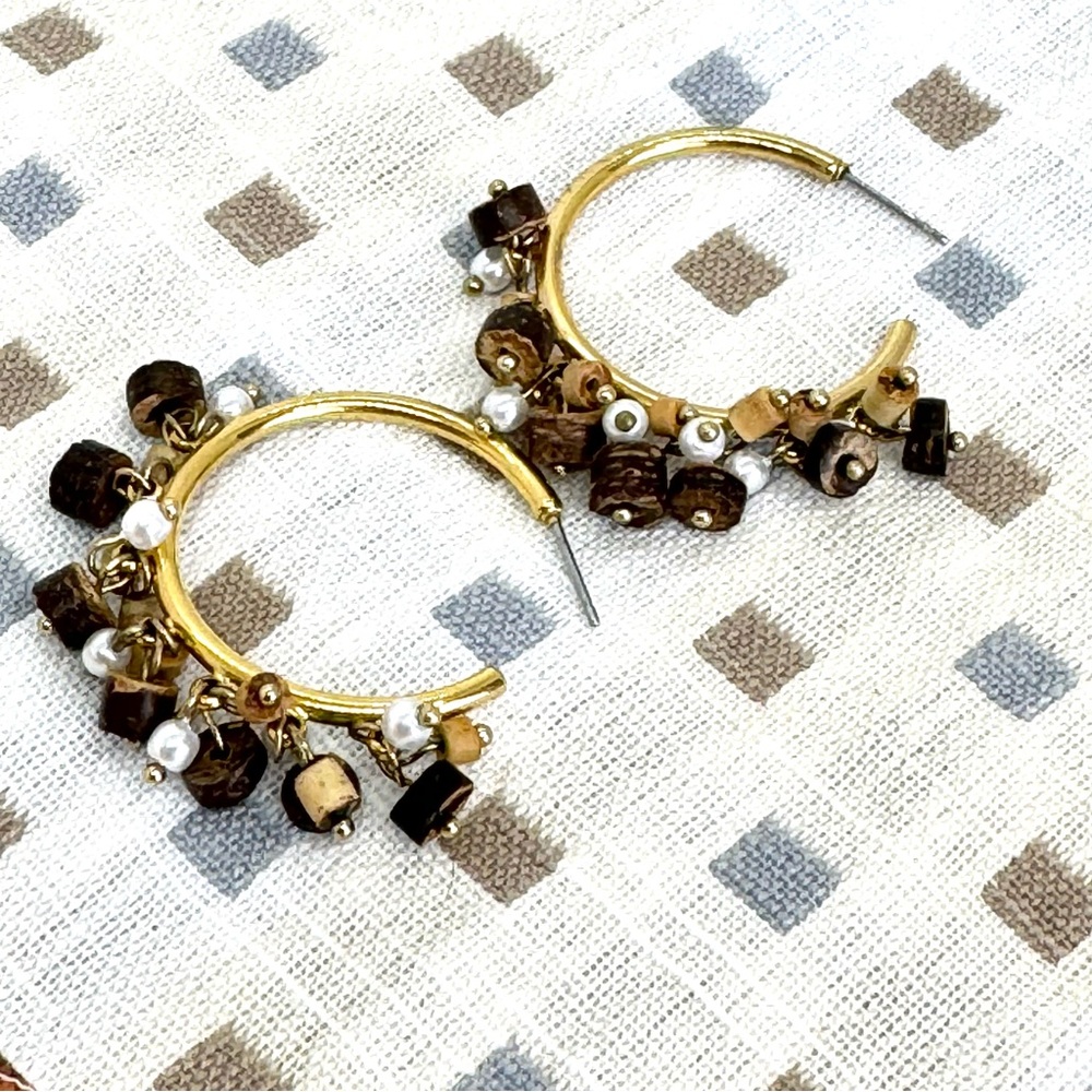 Vintage beaded hoop earrings
